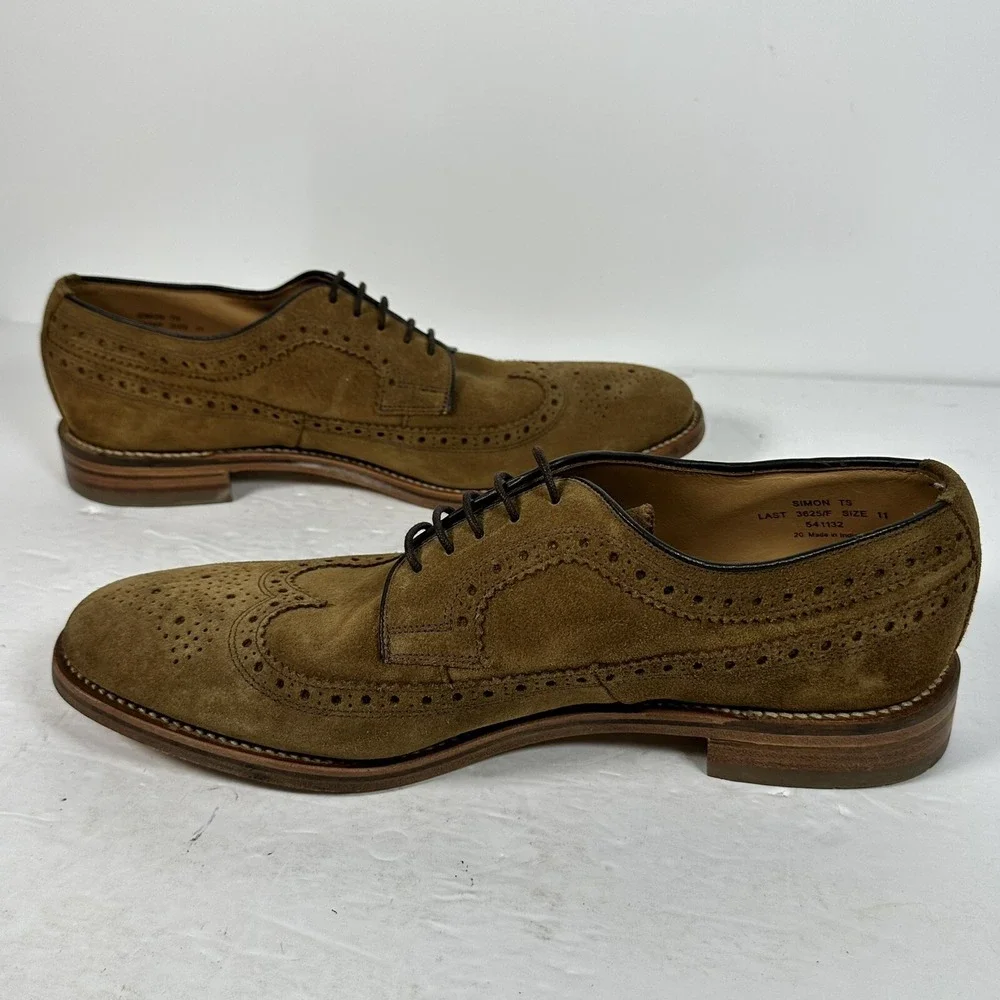 Design Loake Brown‎ Suede Oxford Brogues Lace Shoes Goodyear Welt Men's Sz UK 11